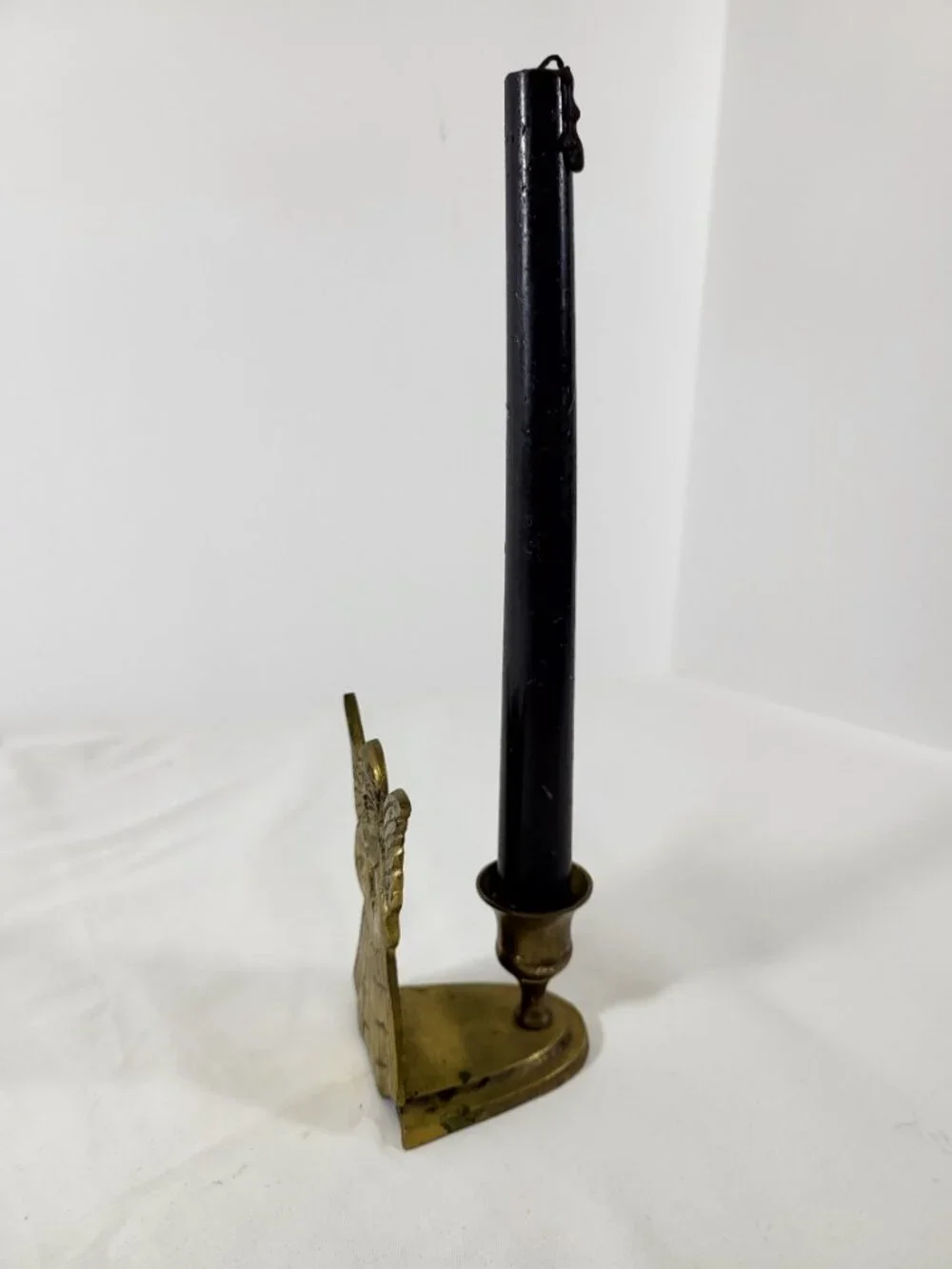 Vintage Solid Brass Praying Angel Panel Candle Holder | Christmas Tabletop Decor